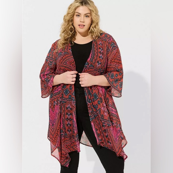torrid Other - Torrid Boho Tribal Kimono Duster Pink Rust Print Size 5 (5x)